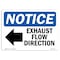 Signmission OSHA Sign, 10" H, Rigid Plastic, Exhaust Flow Direction (Left Arrow) Sign With Symbol, Landscape OS-NS-P-1014-L-12214 - alternate 1
